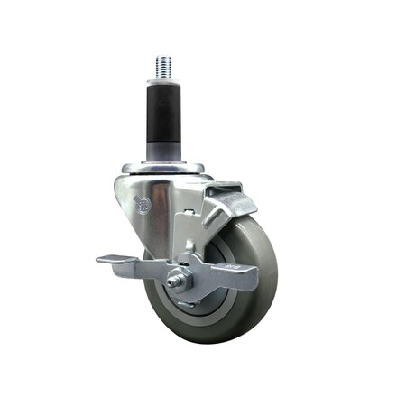 Service Caster 3.5'' SS Gray Poly Swivel 1-1/8'' Expanding Stem Caster with Brake SCC-SSEX20S3514-PPUB-TLB-118